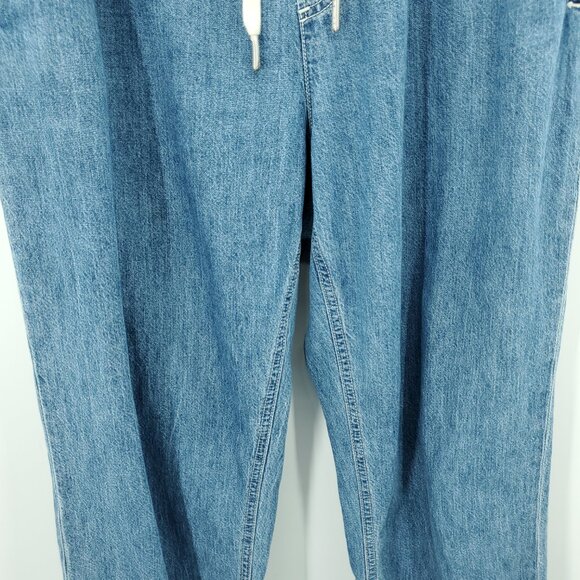 rag & bone Cotton Denim Jogger L Blue Drawstring Straight Leg High Rise Pull-On - Picture 6 of 16